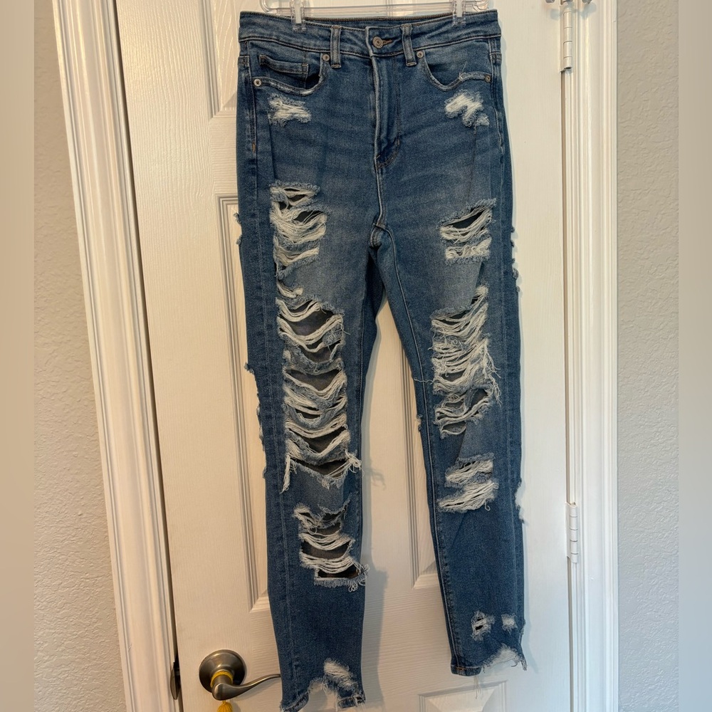 American Eagle Outfitters super distressed mom jeans (size 2)